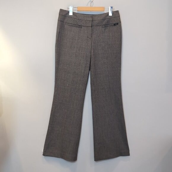 Express Editor Flare Leg Pants Houndstooth Plaid Womens Size 6 Grey Trousers - Picture 14 of 15